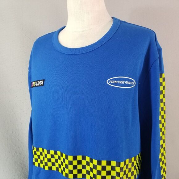 Puma sweatshirt sweater men's 2XL XXL blue long sleeve NEW - Picture 8 of 15